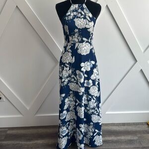 Blue floral maxi dress size small